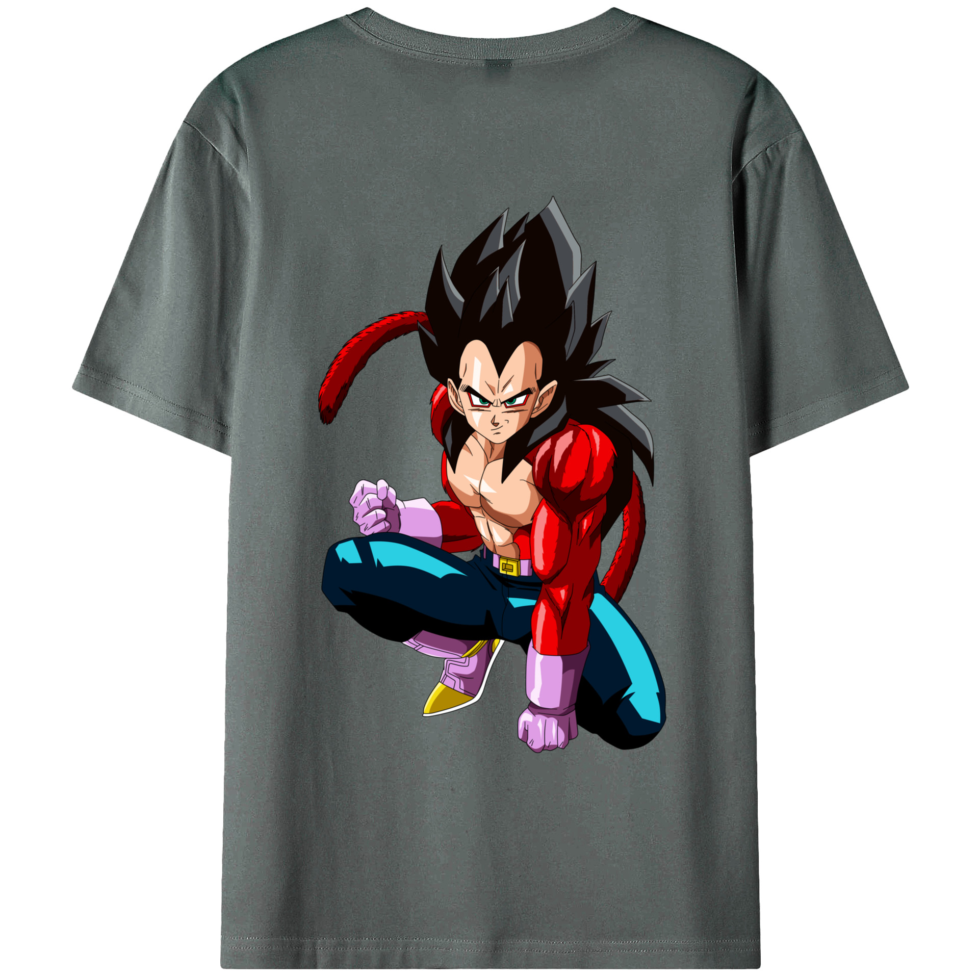 （画像用） ドラゴンボール ベジータ四世（Bejīta Yonsei）DRAGON BALL Vegeta IV 綿100％ メンズ半袖Tシャツ（バックプリント） 通気性